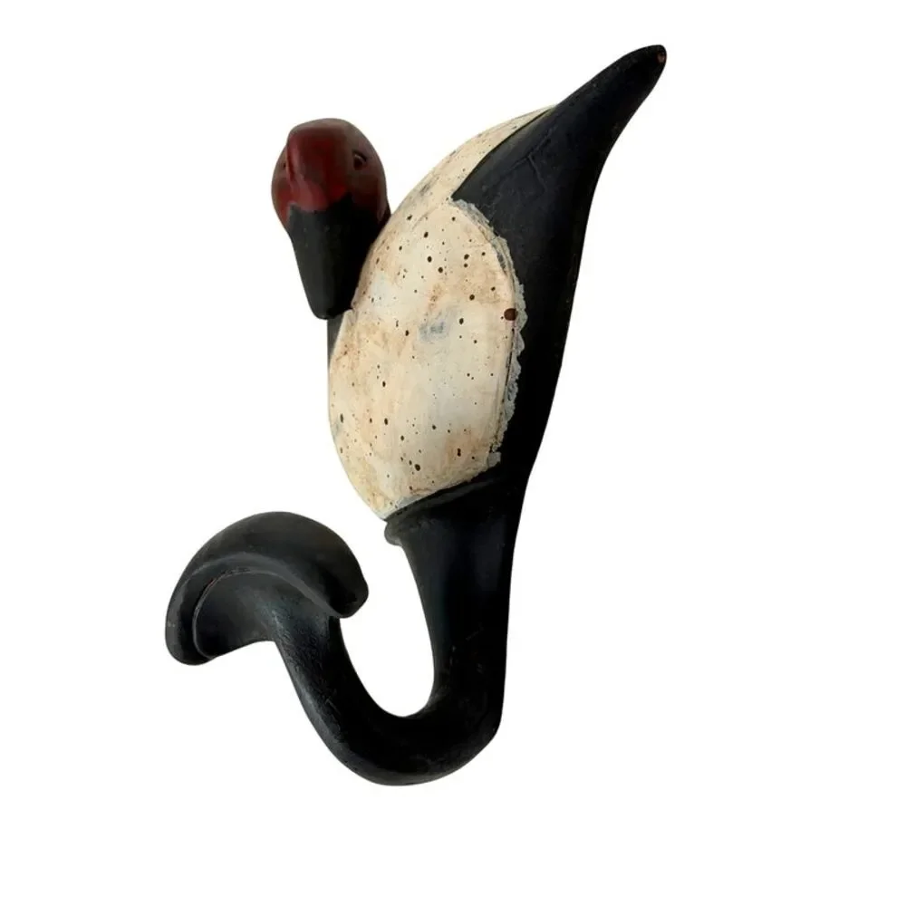 Set of 4 Duck Wall Hooks Hand Painted Resin Rustic 5.5 Inch Decorative